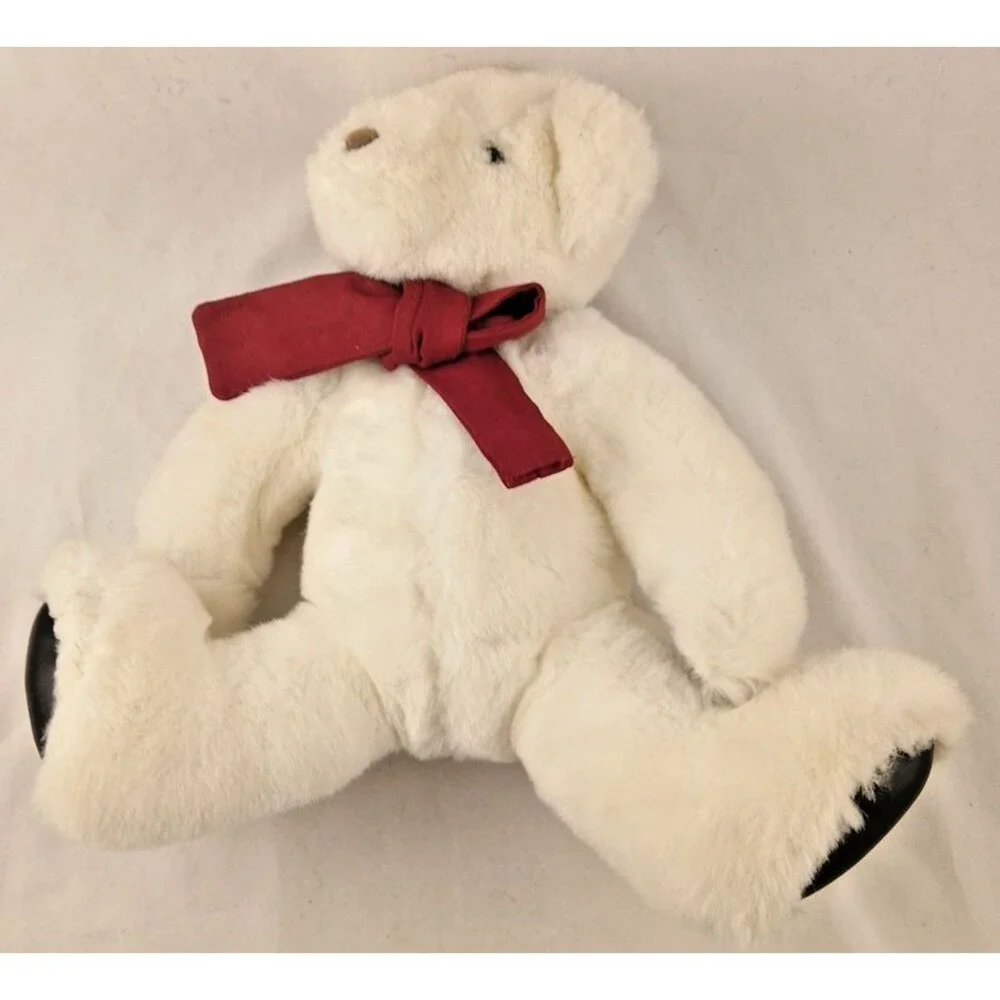 Vintage GUND Collector's Classic White Teddy Bear 1992 Brown Nose & Eyes